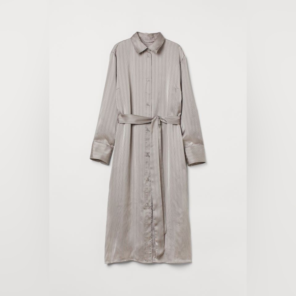NWT insanely gorgeous satin belted shirt dress from H&M size M